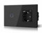 BSEED Lichtschalter mit Steckdose Unterputz 1 Fach 2 Weg Lichtschalter + 3 in 1 Steckdose mit 2.1 A USB Ladeleistung und Type C Adapter Aufladestation Verlängerungssteckdosen Glas 157mm Schwarz