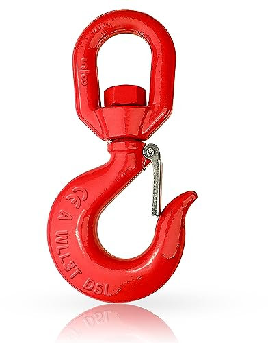 SCIEO 3 Tons Swivel Lifting Hook Heavy Duty Swivel Hook Self Lock Rigging Swivel Hook for Hoisting G80 Swivel Chain Hook