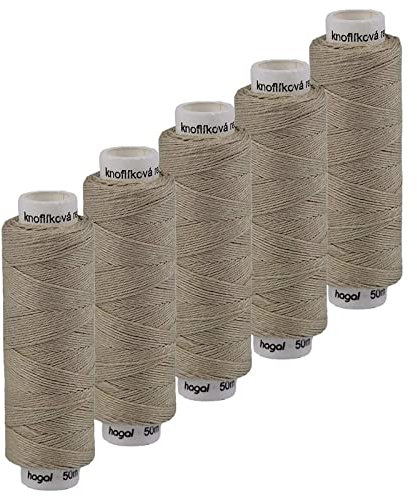5x50m Leinen Garn Leinenzwirn Flachs Nähfaden robust strapazierfähig Farbwahl, Farbe:graugrün