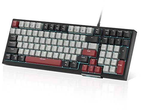 MageGee Mechanical Gaming Keyboard,98-key Design Keyboard with Ice Blue Backlit,Gaming Grade Anti-Ghosting Hot-Swappable Keyboard with Blue Switches for Windows Mac PC (Black & Grey/Blue Switches)
