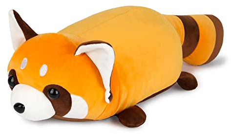 Macocheezee Niedliches rotes Panda-Plüschtier, Plüschtier, Hund, 62 cm große Kunstpelzkissen, Überwurf, Plüschtier, Waschbär-Kissen, Puppe, weiches, braunes Kuschelkissen