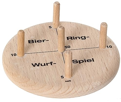 Bartl 111736 Bierdeckelspiel Ringe Werfen aus Holz, Gesellschaftsspiel für klein und groß großartiger Geschenkartikel