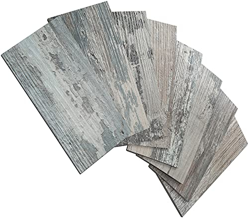 AULIGET 100 Pieces Subway Self Adhesive Wall Tiles, 3mm Vintage Wood Look PVC Stick on Tile, Splashback Tile Stickers for Kitchen & Bathroom (3 x 6 Inches)