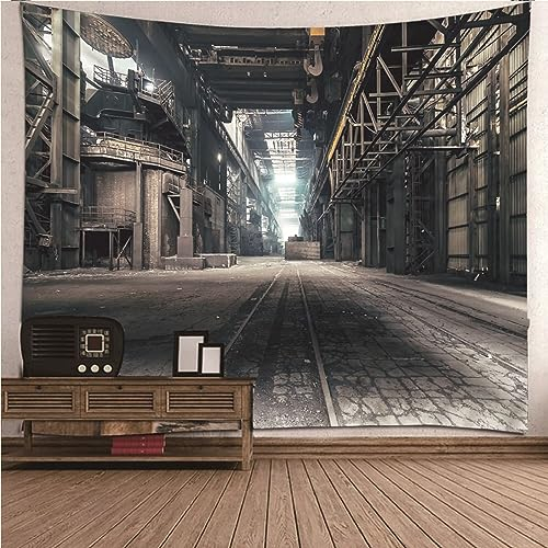 Aotiwe Tuch Wand, Bohemian Tapisserie Wandbehang Retro Industrielle Windarchitektur Grau Wandteppiche aus Polyester Wand Deko Wohnzimmer 350x256cm