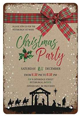 Rustikales Weihnachtskrippen-Poster – religiöse, kirchliche Weihnachtsfeier-Einladungsvorlage – Vintage-Blechschild für Heimdekoration – 14 x 20,3 cm