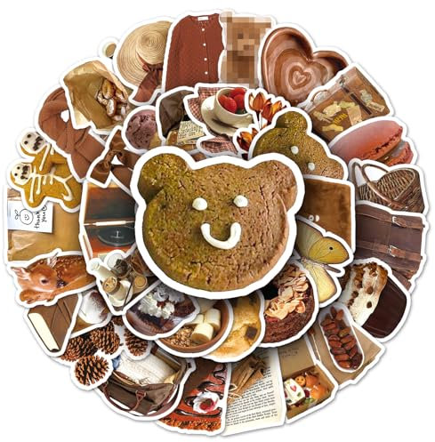 Brown Stickers for Laptop (50 PCS),Gift for Children Teens Adults Girl Boys,Waterproof Stickers for Water Bottle,Brown Vinyl Stickers for Scrapbook,Skateboard,Bike,Phone,Dairy