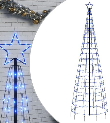 vidaXL Sapin de Noël à LED avec Pointes 570 LED Bleu 300 cm, décoration de Noël, lumière LED, lumière de Noël extérieure, cône de Noël, éclairage LED