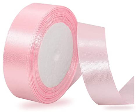 Nastro di raso rosa cipria, 2,5 cm x 23 m, in tessuto tinta unita, per confezioni regalo, artigianato fai da te, fiocchi per capelli, ghirlande, ornamenti natalizi, decorazioni per feste di nozze e