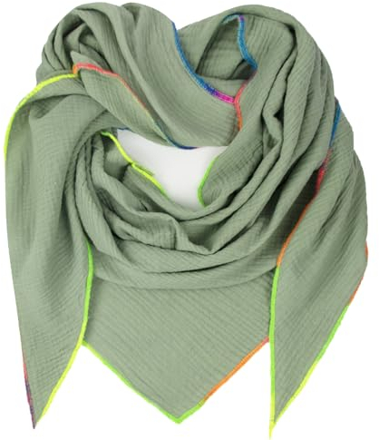 Gloop Damen Schal XXL Dreieckstuch Damen Dreieck Schal Halstuch Baumwolle Musselin Schal Poncho ohne Kratze an Haut Hergestellt in Italien 135 cm×135 cm×220 cm