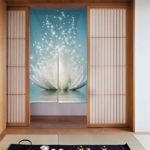JONGYA Asiatische Lotusblume, lichtblockierend, Sichtschutzvorhang, 86,4 x 142,2 cm, wärmeisoliert und geräuschreduzierend, für Heimdekoration, Wohnzimmer, Schlafzimmer, Büro, Küche