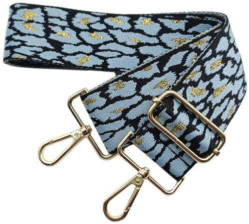 Taschengurte zum Wechseln 5cm Taschengurte Breit, Verstellbarer Schultergurt für Tasche, Goldener Karabiner Umhängegurt, Schulterriemen fur Damen Handtaschen Crossbody DIY Zubehör (Hellblau) 07