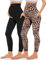 Missluck Umstandsleggings Blickdicht Damen Schwangerschaft Leggings Lang Mammy mit Taschen für Yoga(Schwarz/Leopard,M)