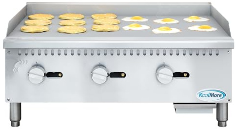 KoolMore 36 in. Natural Gas 3-Burner Griddle with 90,000 BTU in Stainless-Steel, ETL LIsted (KM-GG3-36M)