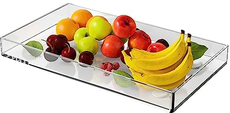Maciun Bandejas de Servir acrílicas - Organizador de Servir Transparente, Placas rectangulares de acrílico, Bandeja Decorativa Transparente para Alimentos, té, Aperitivos, Mesa de Cocina