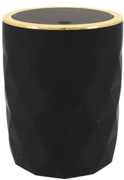TENDANCE Poubelle de salle de bain 6L avec couvercle à bascule - Noir et doré
