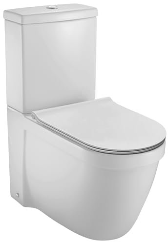 JACOB DELAFON WC Volltoilette mit zwei Ausgängen und Bodenversorgung mit Spülkasten, Sitz, Ellbogen und Anschlüssen Versteckte Schlüsselbuchse RODIN E77773-00