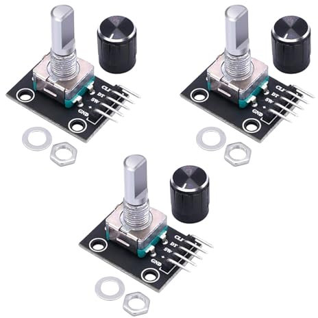Rotary Encoder Modul, 3 Stück Rotary Encoder Module, Rehgeber, Dreh Encoder, 360 Grad Drehgeber Schalter Mit Druckknopf, für Automobilelektronik Multimedia-Audio