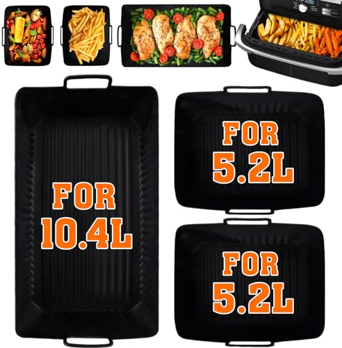 Silikonform für Ninja AF500EU heißluftfritteuse zubehör - 3PCS Hitzebeständig Airfryer Silikonform für Ninja foodi flexdrawer 10,4 l heißluftfritteuse AF500DE - Leicht zu Reinigen Silikonformen…
