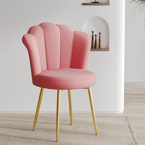 Chaise De Bureau Rose Moderne Tabouret De Coiffeuse avec Dos Pétale Chaise for Coiffeuse Chaise Design Doux Rembourré avec Pied en Métal Fauteuil Crapaud/Hauteur D'assise 47cm (Color : Pink)