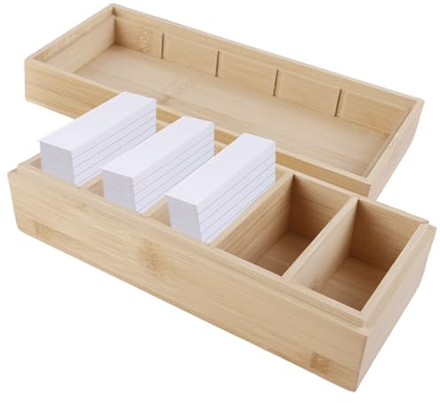 BAIFULAI A8 Karteikarten Boxen Holz, Karteibox 20 * 8 * 6cm, Lernkarteibox Vokabeln Karteikarten Holz mit Deckel, Karteikartenbox, Holzkiste für Büro Schulen Und Heim （Karteikarten Nicht im Enthalten）