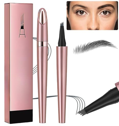 Magischer Augenbrauenstift, Neuer Wasserfester 3D-Microblading-Augenbrauenstift-Konturstift, Präziser Brauenstift mit 4 Spitzen Langlebiger Natürlicher Augenbrauenstift (Grau)