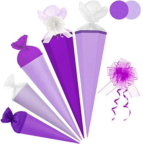 alles-meine.de GmbH Schultüte - Rohling - LILA/kräftiges violett - freie Farb - und Größenwahl - 35 cm bis 100 cm - rund - inkl. Schleife - Tüllabschluß - mit/ohne Kunststoff..