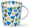 Dunoon Lomond Fine Bone China Mug Design Love Hearts Blue with Gold Detailing