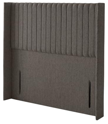 Elixir Furniture Multipanel Ottoman Winged Divan Bed Headboard | Chenille Fabric King size Headboard for bed frames | Elegant design wooden material headboards for beds (Charcoal,5ft king H-50inch)