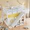 Etagenbett Kinderbett 90 × 200cm mit Leiter und Rutsche, Holzbett Hochbett Bodenbett mit Rausfallschutz und Lattenrost, Hausbett Stockbett Funktionsbett mit Offenes Ablagefach für 2 Kinder, Weiß