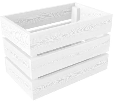 Lermowood Holzkisten Box0422 25 x 40 x 28cm Weiß | Dekokisten aus Holz Massive Holzkiste Regalkiste Weinkiste