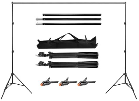 Supernic Photography Backdrop Stand Kit 6.5 x 6.5ft (2x2m)– Adjustable Photo Studio Background Support Frame with 3 Clamps for Professional Backdrops.