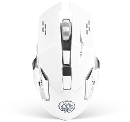 Wireless Gaming Mouse - Bluetooth & USB Dual Connectivity, Ergonomic Design, Adjustable DPI, Silent Click, RGB Backlit Gaming Mouse for PC, Laptop, MacBook, and Gaming Consoles (White)