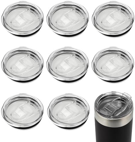 DEFIYEAR 8PCS 20oz Tumbler Replacement Lids, Spill-Proof Travel Mug Covers with Sliding Silicone Tops, Spill Proof Skinny Tumbler Lid Cup Covers Replacement Set