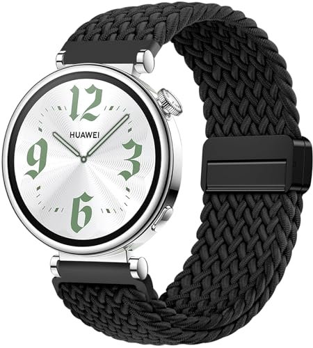 OUTPUTBT 18mm Geflecht Magnetisch Armbänder für HUAWEI Watch GT 5/4 41mm Nylon Ersatzarmband für Garmin Vivoactive 4S/Vivomove 3S Armband für Garmin Forerunner 255S/265S Garmin Venu 2S/3S Damen Herren