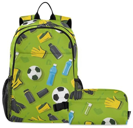 miaozhen Mochilas de fútbol para niños con lonchera para niños, mochilas escolares para niñas con lonchera de 9 a 10 años, playera de fútbol., 1 size, Mochilas Daypack