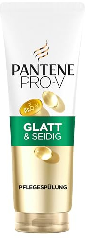 Pantene Pro-V Glatt & Seidig Pflegespülung 350ml für Krauses, Stumpfes Haar | Tägliche Spülung, mit Pro-Vitamin B5 und Nährstoff-Formel, ohne Mineralöle und Farbstoffe, Active Nutri-Plex-Technologie