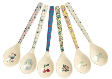 Rice Melamin Teelöffel 6er-Set - Show Your True Colors - Bruchsicher Campingeschirr Melamingeschirr Kinderbesteck Dessertlöffel Bruchsicher BPA-frei Löffel
