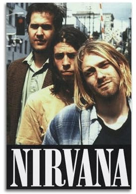 Nirvana, klassischer Druck, Albumcover, signiert, limitiertes Poster, Musikalbum-Cover, Poster, Pop-Hip-Hop-Rap-Sänger-Star, Musikposter, ästhetische Leinwand, Wandkunst für Mädchen und Jungen,