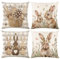 YEWCEP 4 Stück Ostern, Osterdeko Modern, Easter Decoration, 45 X 45 cm Kaninchen Blume Dekoration Kissenbezug Grün Dekoration Kissenbezug Sofa Schlafzimmer Wohnzimmer Garten Wohndekoration