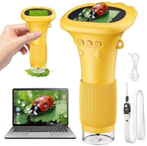 Microscope pour Enfants Portable 1000X, écran IPS 2,0, USB, lumières LED, Connexion au PC, Mini Microscope pour l'extérieur, à partir de 3 Ans