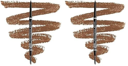NYX Professional Makeup Augenbrauenstift, Micro Brow Pencil, Beidseitig mit ausdrehbarem Augenbrauenstift und Bürstchen, Vegane Formel, Farbton: Auburn (Packung mit 2)