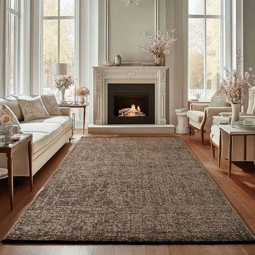 Carpettex, Chenille Teppich Baumwolle Läufer Braun 80x250 cm Waschbar, Boho-Stil, Kurzflor, Vintage Kelim, Weich & rutschfest, Einfarbig, Für Küche, Flur & Schlafzimmer