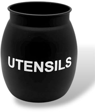 Nobel Barrel Shaped Utensil Holder & Organiser, Sturdy Cutlery Holder , Storage Container, Spoon Holder (BLACK)