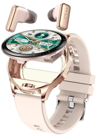 Smartwatch mit Kopfhörer, IP67 Wasserdicht Fitness Tracker Uhr(Rosa)