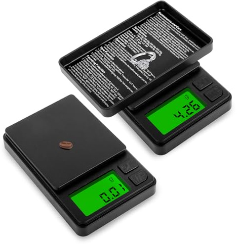 Bilancia di Precisione 0,01g/1000g, MXTIMWAN Mini Bilancia Tascabile 0,01g/500g, 2 Pezzi Portatile Bilance per Gioielli, Bilancia Cucina Digitale 2 Stück, con Display LCD e 7 Unità, Funzione Tara