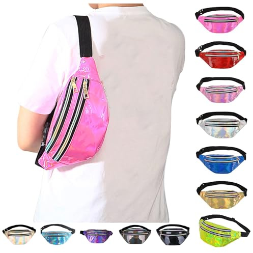 Bauchtasche Mode Wasserdicht Gürteltasche Fächer mit Reißverschluss Reflektierender Verstellbarer Gurt Hüfttasche für Damen und Herren Party Festival Sport Outdoor Travel