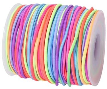 BEAMARKER 2mm X 54.68 Iarde Segmento Tinto Elastico Braccialetto Corda Arcobaleno Elastico Rotondo Filo per Perline Colorato Filo Elastico in Poliestere con Bobina per Creazione di Gioielli