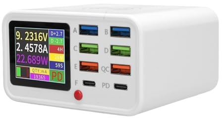 Annadue 65W USB -laddningsstation, 8 Port Charging Station Hub Block Cube med USB Wireless Charging QC3.0 PD Fast Charge for Mobile Phablet (EU)