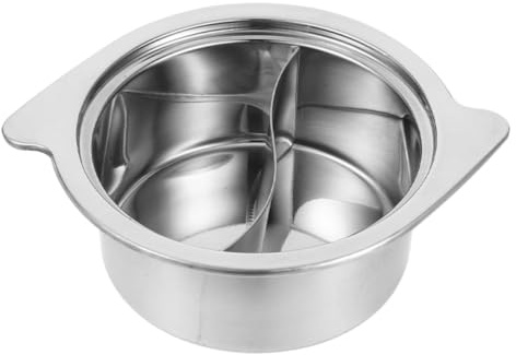 STOBAZA Stainless Steel Dual Hot Pot with Lid 16cm Divider Shabu Shabu Pot Japanese Style Hotpot for Induction Cooker Cooking