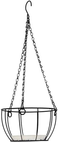 HIAKDOFT Panier Suspendu Fer Robuste pour Plantes Intérieur et Extérieur Support Pot Fleur Élégant pour Balcon et Jardin Cintre Métallique avec Plateau Pot Suspendu Décoratif pour